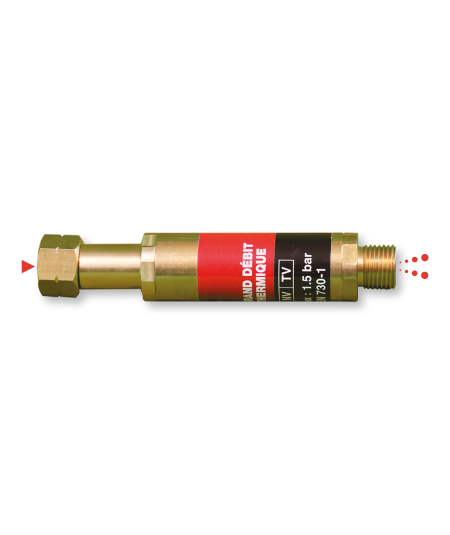 Clapet anti-retour stop feu grand débit avec arrêt thermique pour manodétendeur sortie 20x150