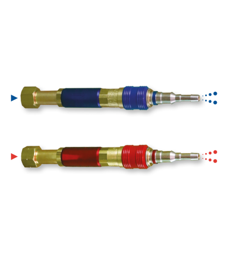 Paire de raccords rapides avec anti retour de flamme Oxygène / Gaz pour manodétendeurs sorties écrous 16x150