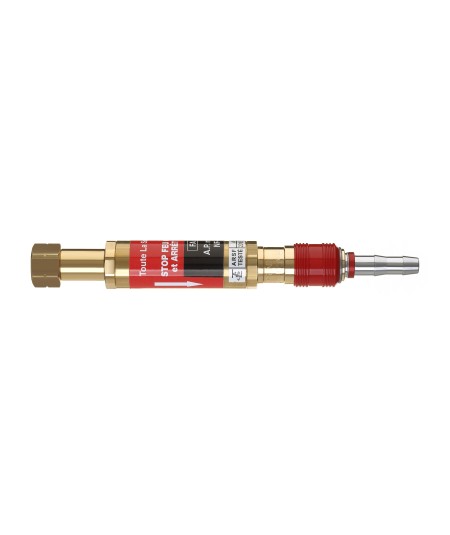 Raccord rapide avec anti retour de flamme grand débit Oxygène / Acétylène / Propane pour manodétendeur sortie écrou 16x150