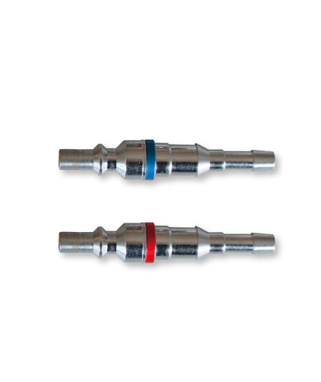 Paire de raccords rapides mâles Oxygène / Gaz pour tuyau sortie douille Ø6.3x12 / 10x17