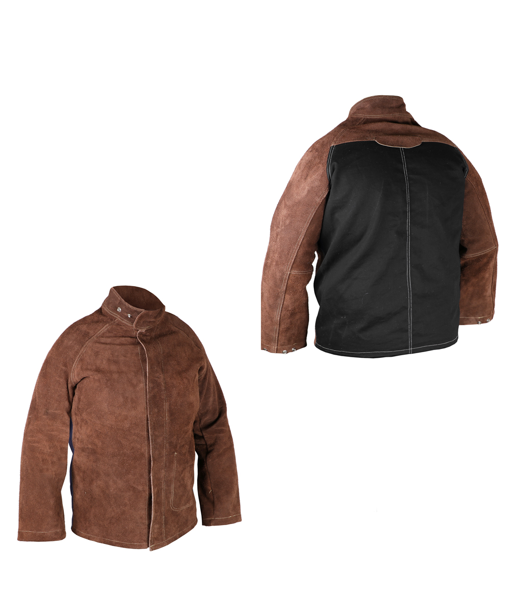 Veste de soudeur en croûte de cuir de bovin marron Veste de soudeur en croûte de cuir de bovin marron