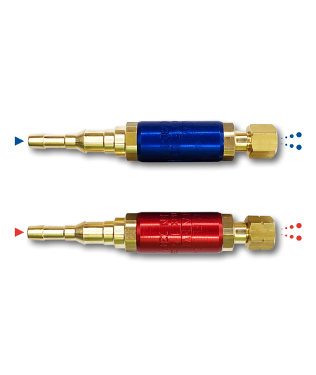 Paire de clapets anti-retour stop feu oxygène/propane pour chalumeau écrous 12x100 type soudeur éclair 0 ou coupeur mini foudre